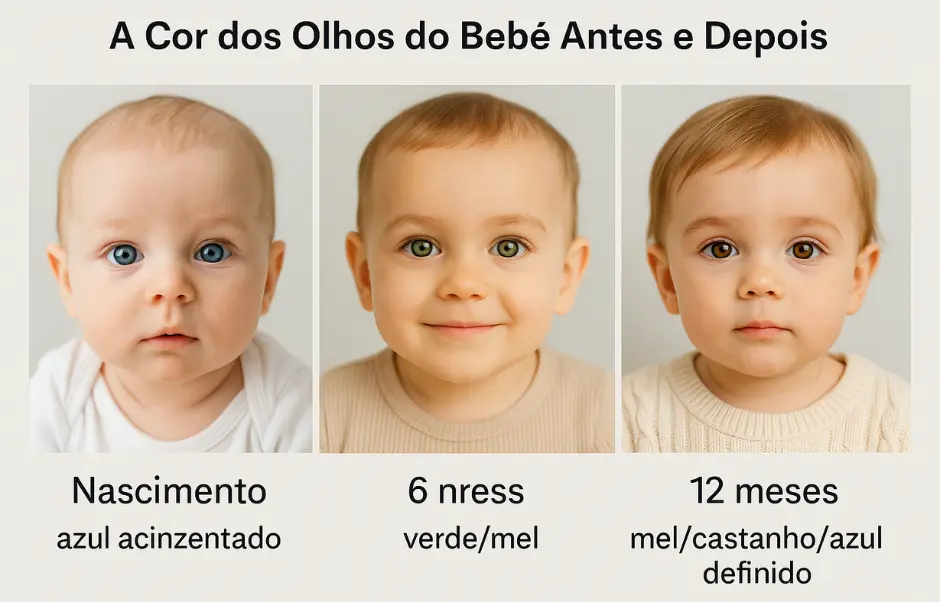 cor dos olhos do bebe antes e depois